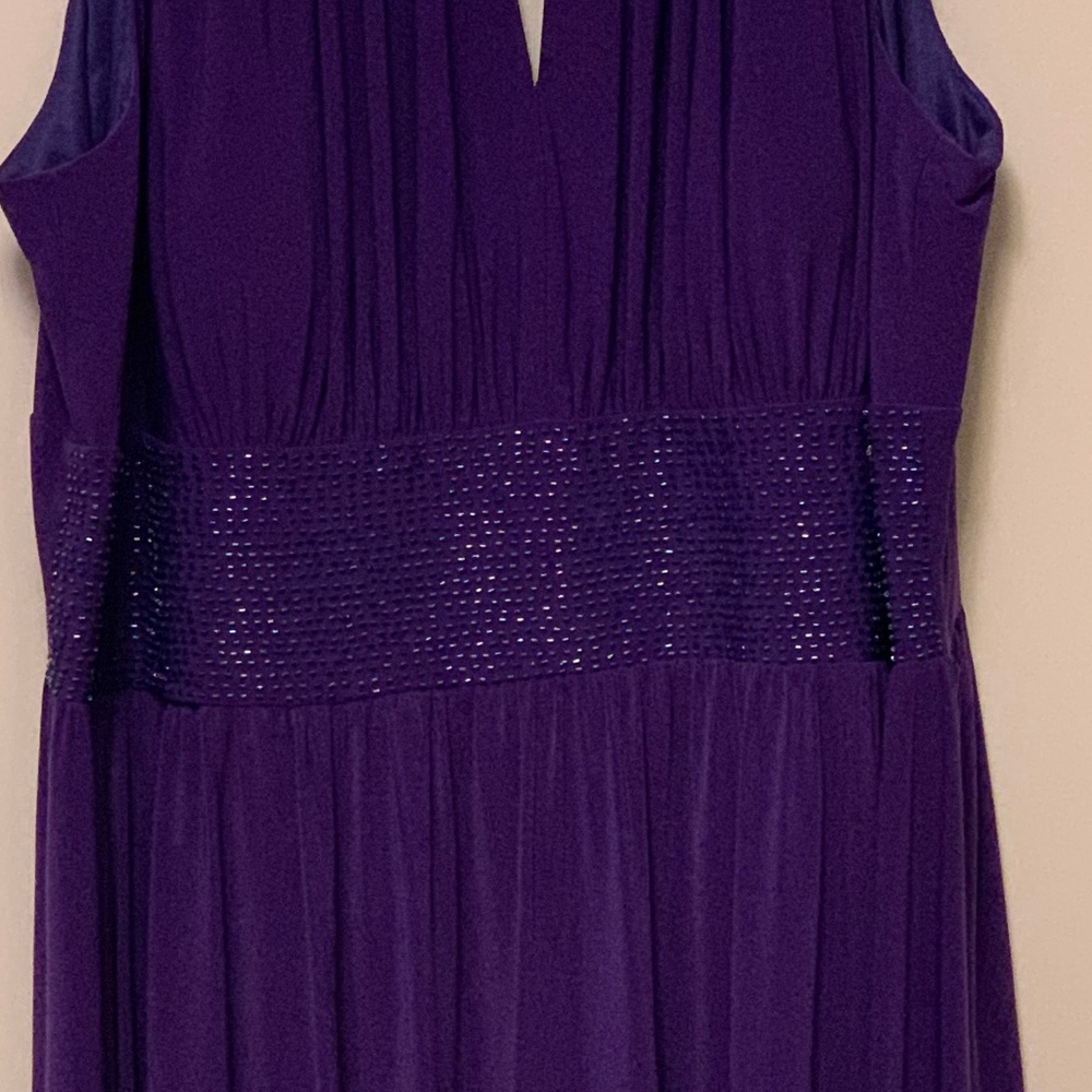 Purple beaded waist sleeveless cocktail dress